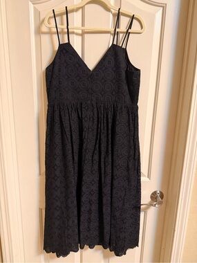 J. Crew Black Eyelet Spaghetti-Strap Mini Dress NWT